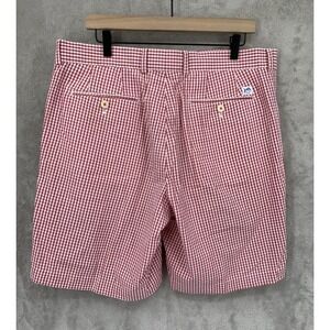Southern Tide Shorts Mens 38 Red White Gingham Check Chino Cotton 9" Inseam
